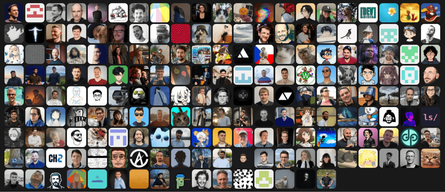 List of contributors to the ./npmx project with their avatars